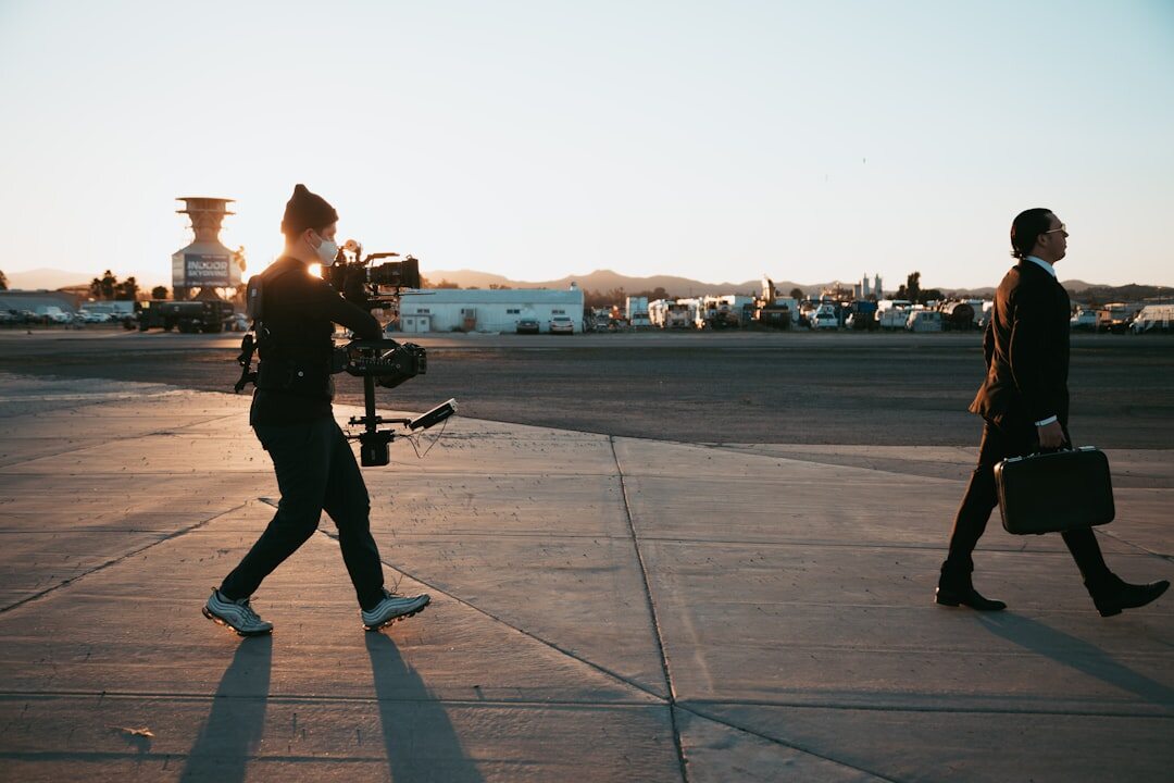 director filming on movie set